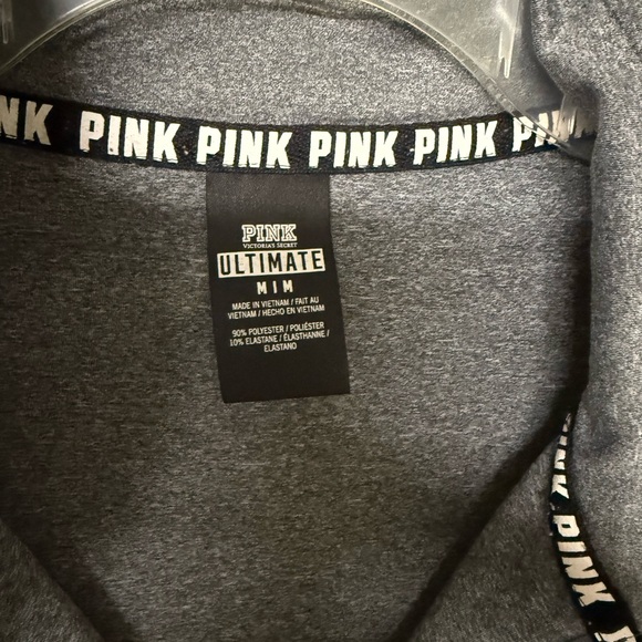 PINK Victoria's Secret “Pink” yoga shirt. Charcoal Quarter-Zip pullover. - Picture 4 of 7